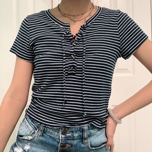 hollister blue striped top